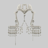 Jas Modular Headpiece System w/Face Chain, Cowrie Shell Tassels, in Pearl