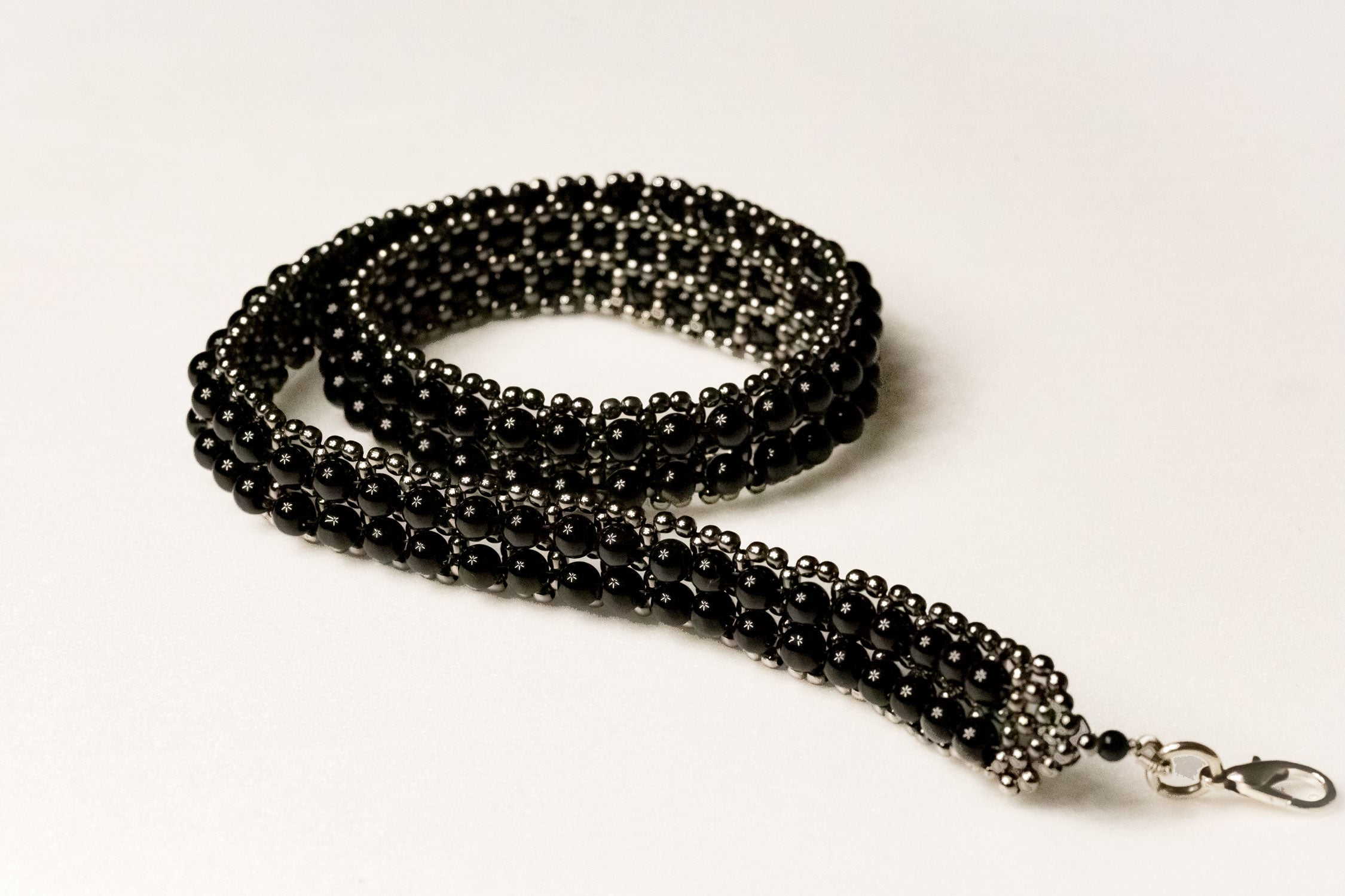 Jet Black Beaded Hatband