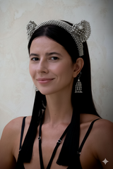 Jas Beaded Cat Ear Headband with 2 Removable Tassels - 3 Color Variants