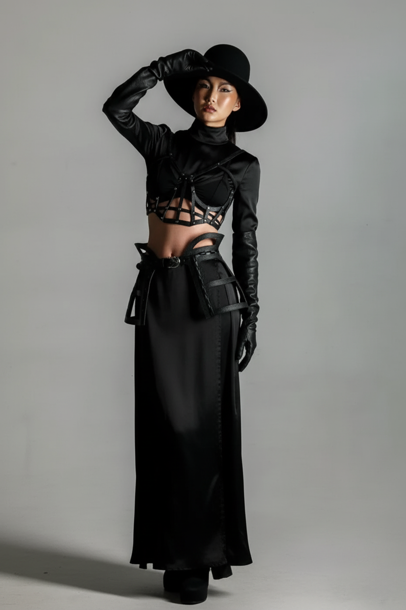 Jas Leather Cage Skirt