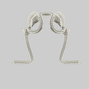 Object and Dawn Modular Beaded Jas Headpiece System with polymer metal beads and synthetic japanese pearl in grey background back view
