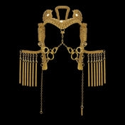 object and dawn jas headpiece system in gold by object and dawn in black background