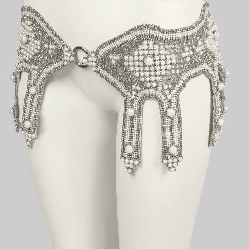 Khutulun Modular Garter Belt + 2 Garter Bands in Pearl