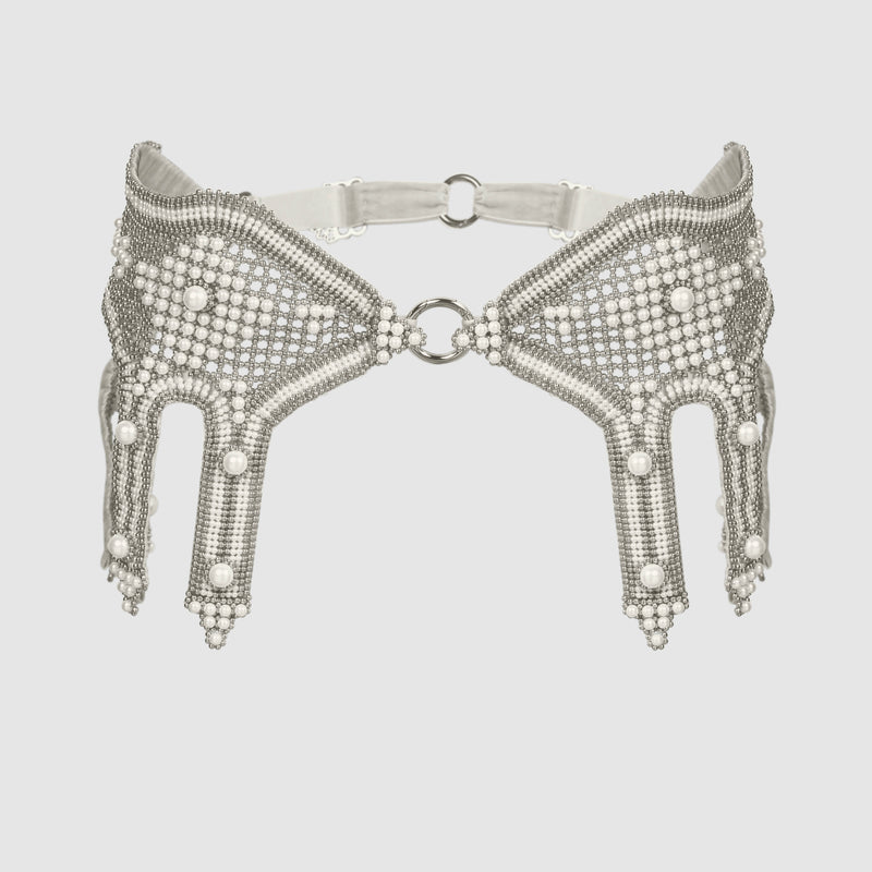 Khutulun Modular Garter Belt + 2 Garter Bands in Pearl