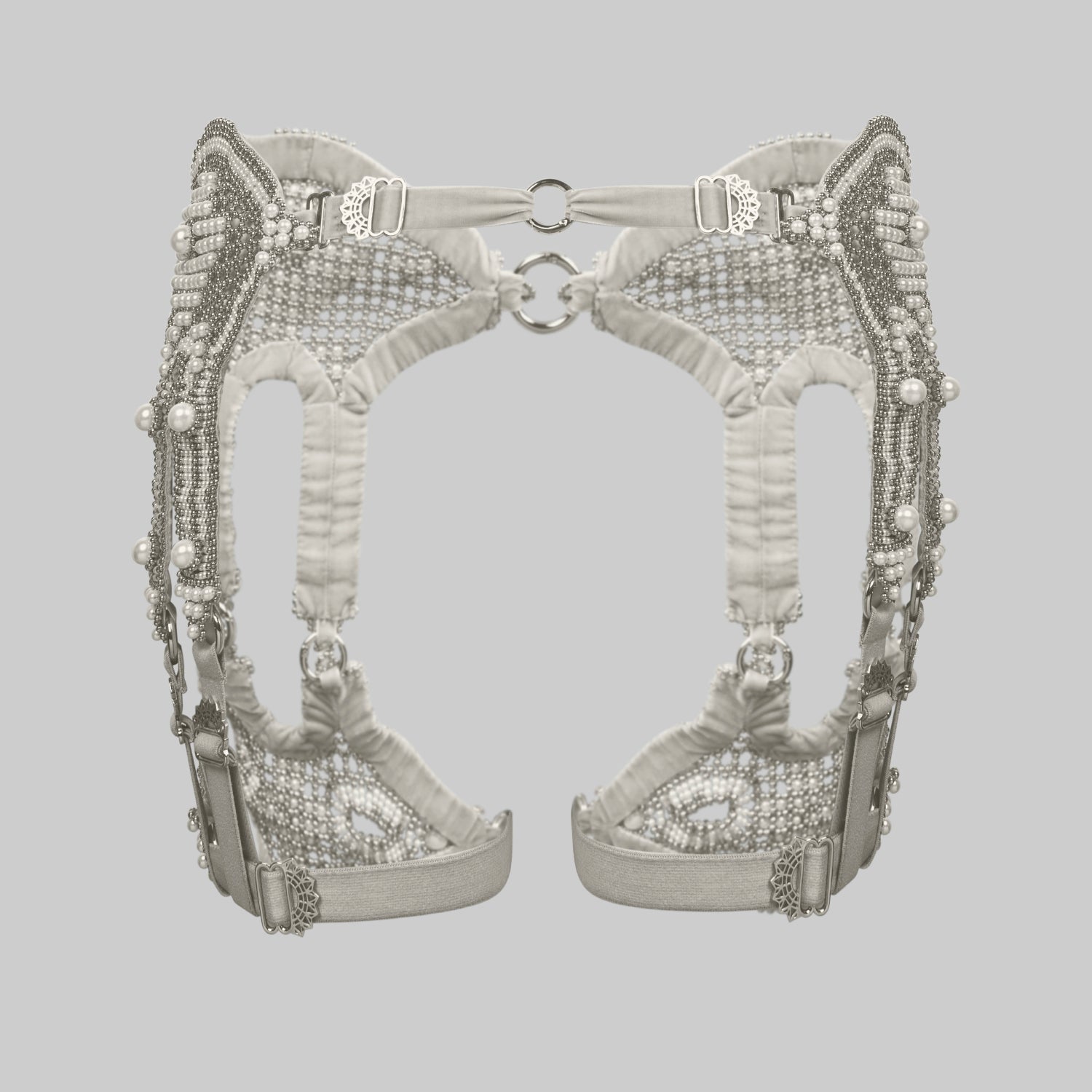 Khutulun Modular Garter Belt In Pearl