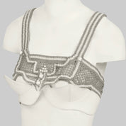 Khutulun Modular Top in Pearl with White Leather Balconette Bra