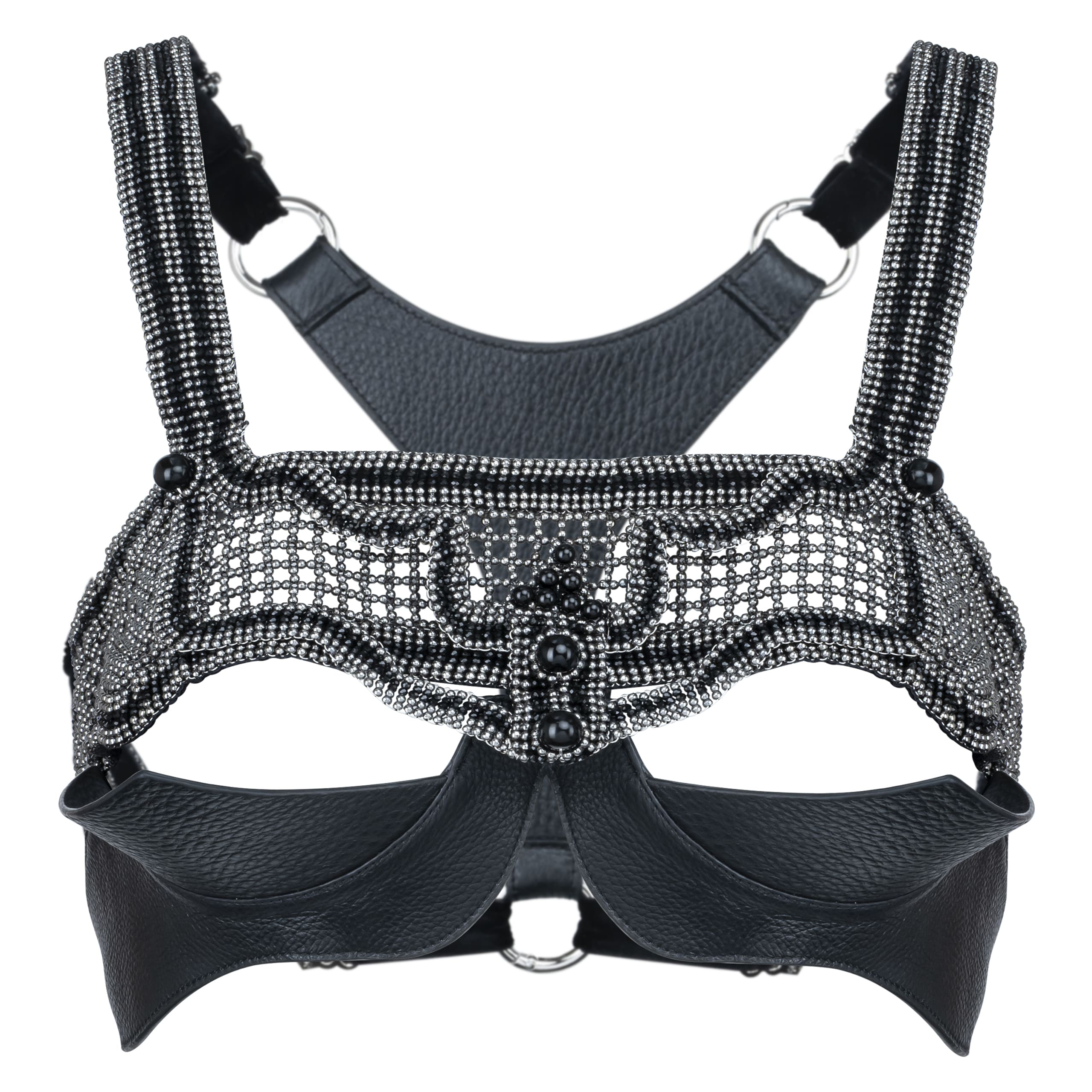 Khutulun Beaded Modular Top with Leather Balconette Bra –  4 Color Variants