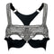 Khutulun Modular Top with leather Bra in silver, premium handcrafted accessory, ghost image front view