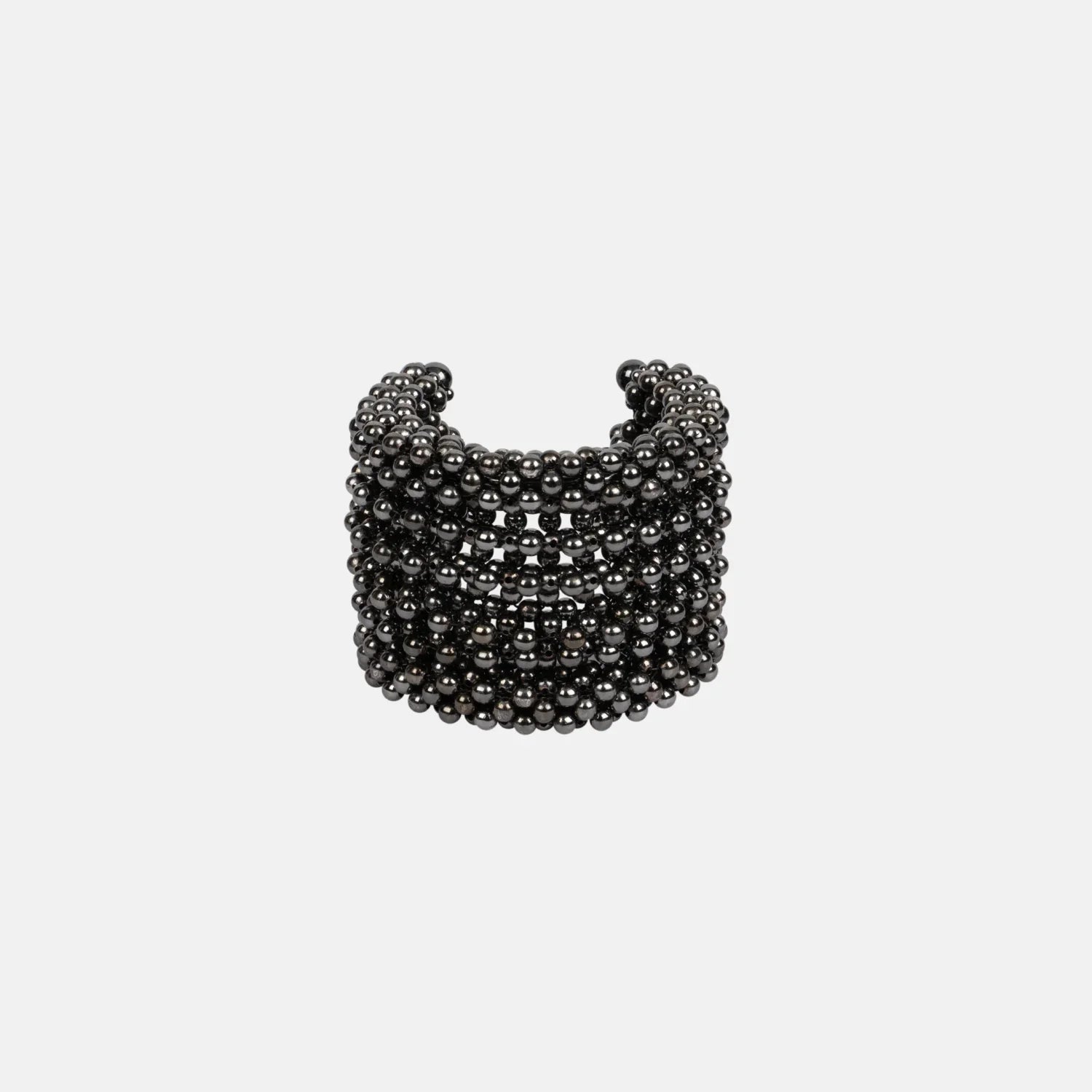 handcrafted polymer metal beads grey Khutulun 4D Supple Cuff from object and dawn front view ghost image
