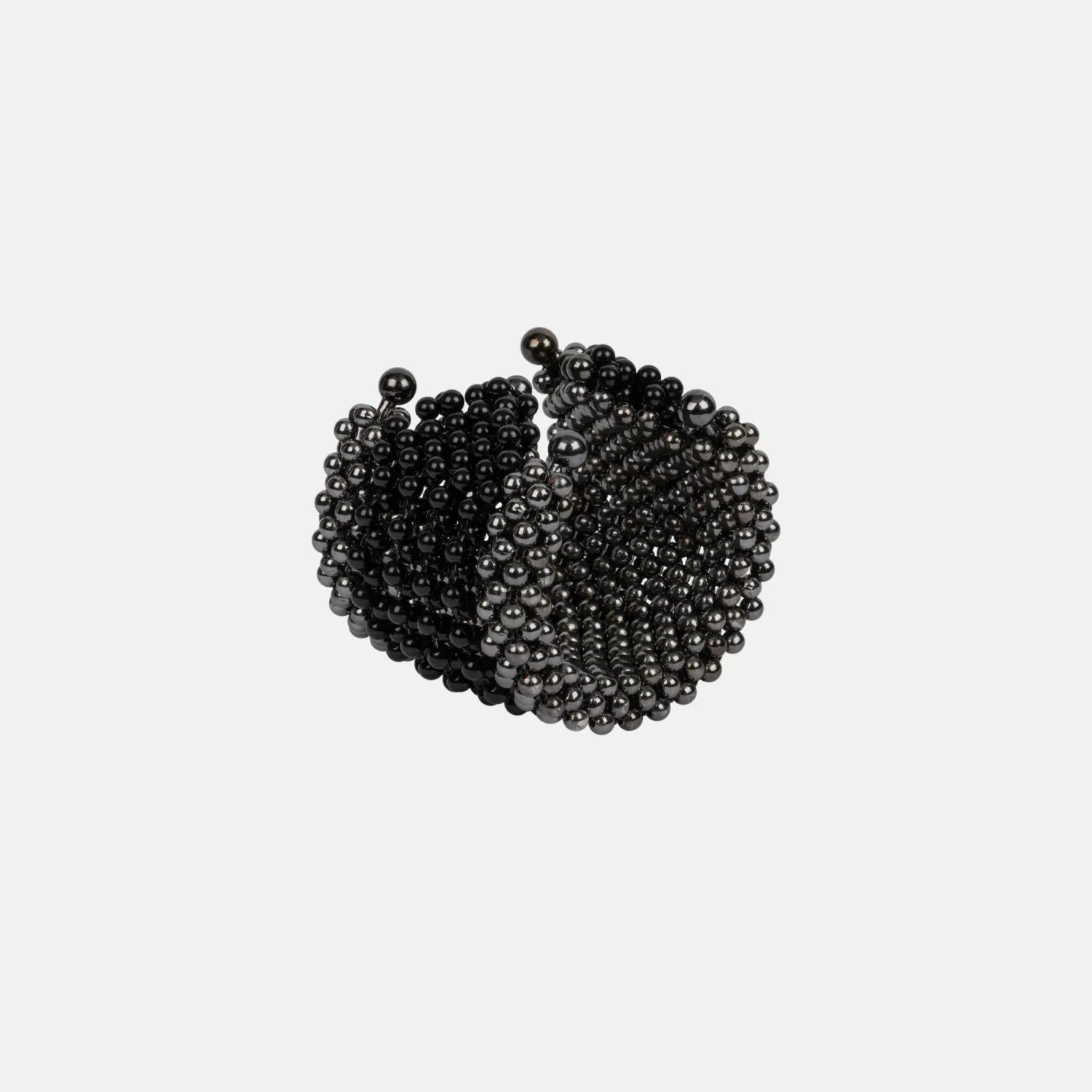 polymer metal beads grey with black crystal stripes Khutulun 4D Supple Cuff from object and dawn back view ghost image