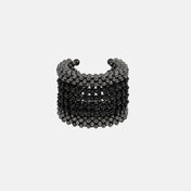 polymer metal beads grey with black crystal Khutulun 4D Supple Cuff from object and dawn front view ghost image