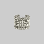 high quality polymer metal beads and japanese systetic pearl Khutulun 4D Supple Cuff in pearl from object and dawn front view ghost image