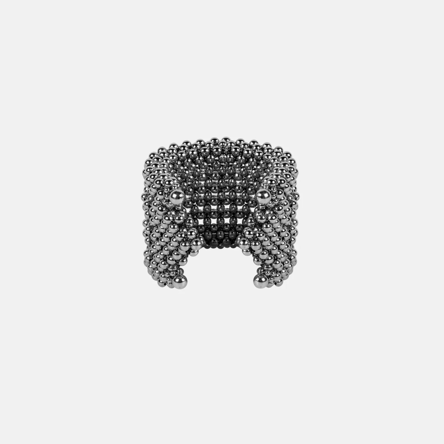 Khutulun 4d cuffs beaded adjustable high quality polymer metal beads silver from object and dawn front view ghost image