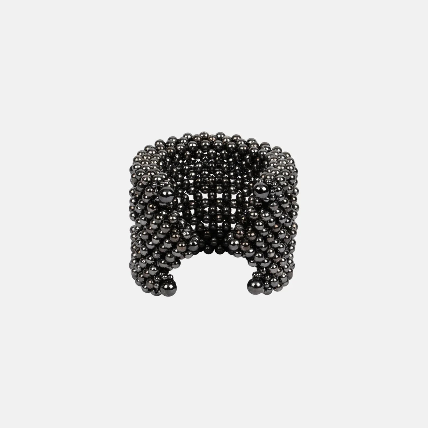 Khutulun 4d cuffs beaded adjustable high quality polymer metal beads jet black from object and dawn back view ghost image