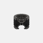 polymer metal beads grey with black crystal stripes Khutulun 4D Supple Cuff from object and dawn back view ghost image