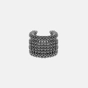 Beaded adjustable high quality polymer metal beads silver Khutulun 4d cuffs from object and dawn front view ghost image