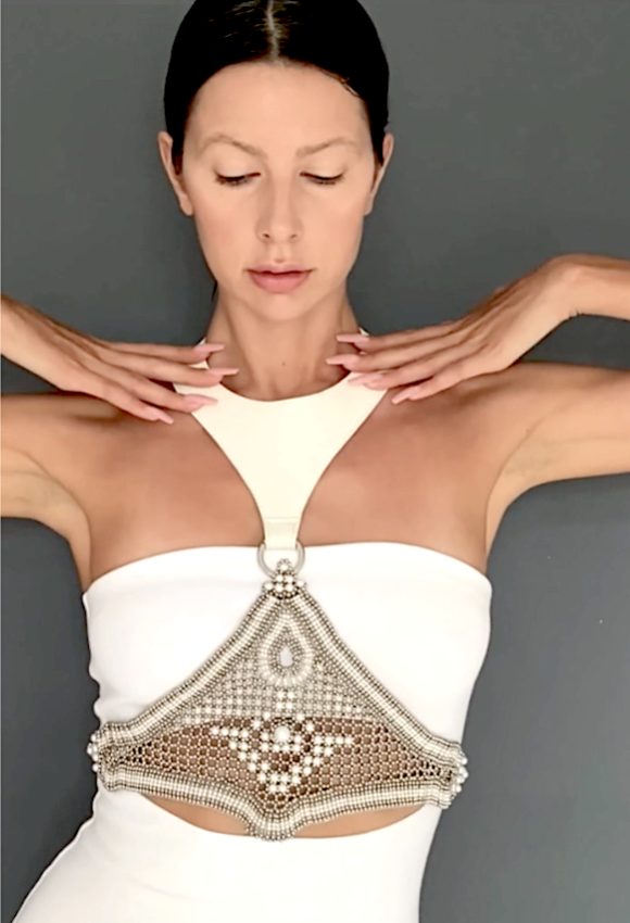 Khutulun Modular Bodice w/Leather in Pearl