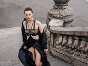 Khutulun Beaded Modular Top with Leather Balconette Bra –  4 Color Variants