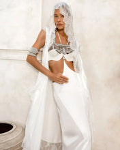 bridal union by object and dawn modular beaded top with tamoe silk harness skirt and pearl cuffs