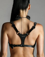 Lister Beaded Architectural Leather Cage Top