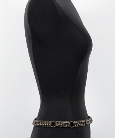 Modular Beaded Belt on a mannequin against a white background by Object & Dawn