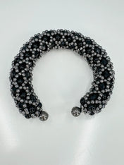 Object & Dawn Nyx Cross-Beaded Cuff in Jet Black ghost image front view