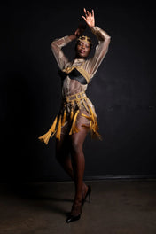 woman with transparat silk wear gold collection from object & dawn