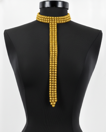 Signature Slim T-Choker Gold displayed on a black mannequin against a white background by Object & Dawn.
