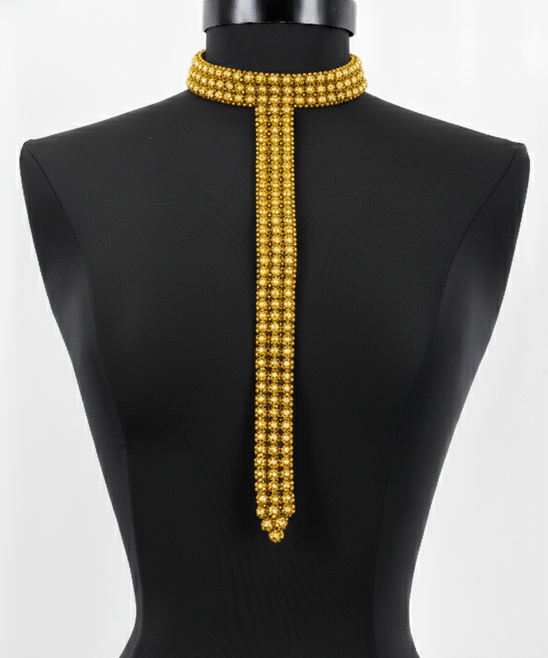 Signature Slim T-Choker Gold displayed on a black mannequin against a white background by Object & Dawn.