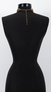 Signature Slim T-Choker Antq Gold on a black mannequin against a white background by Object & Dawn.