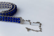 Silver & Blue Beaded Hatband