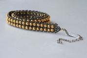 Jet Black & Gold Beaded Hatband