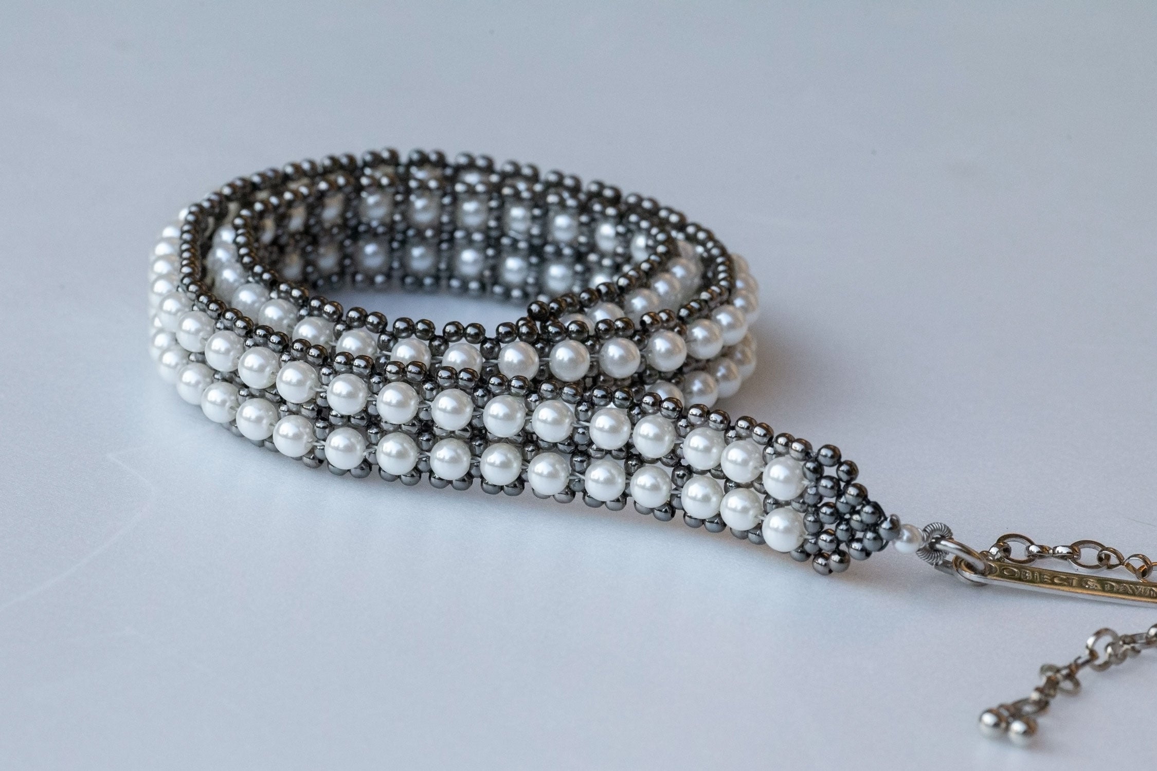 Silver & Pearl Beaded Hatband