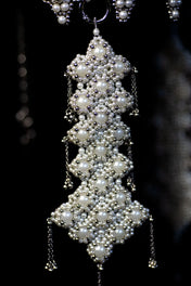 Beaded detail Cluster medallion of Sappho Crown in pearl by Object and Dawn ghost image side view