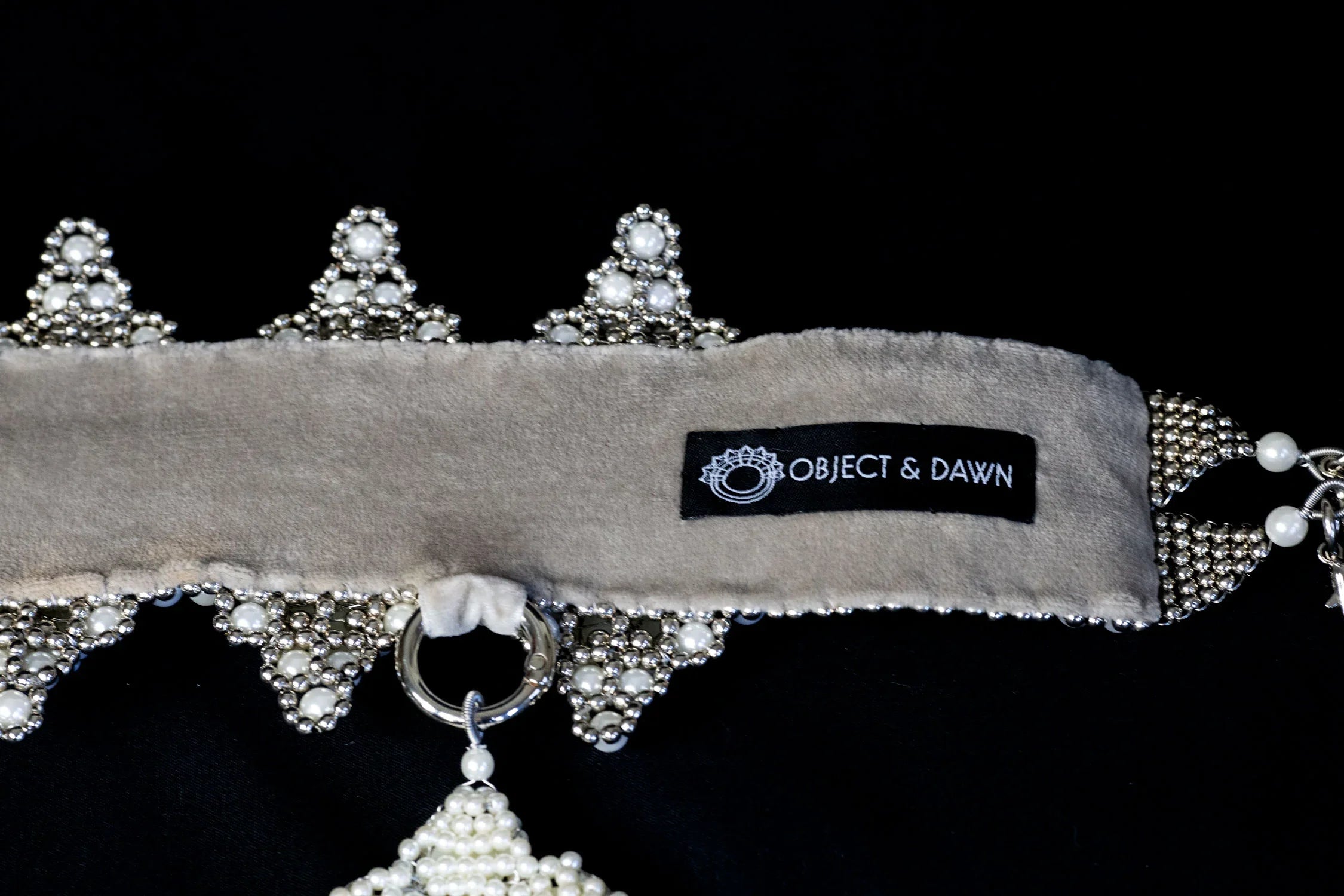 Modular Sappho Crown in pearl by Object and Dawn ghost image lining view