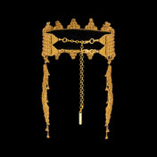 Beaded modular crown with clusters in gold by object and dawn ghost image, back view