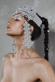 Handcrafted modular sappho crown in pearl with clusters by object and dawn