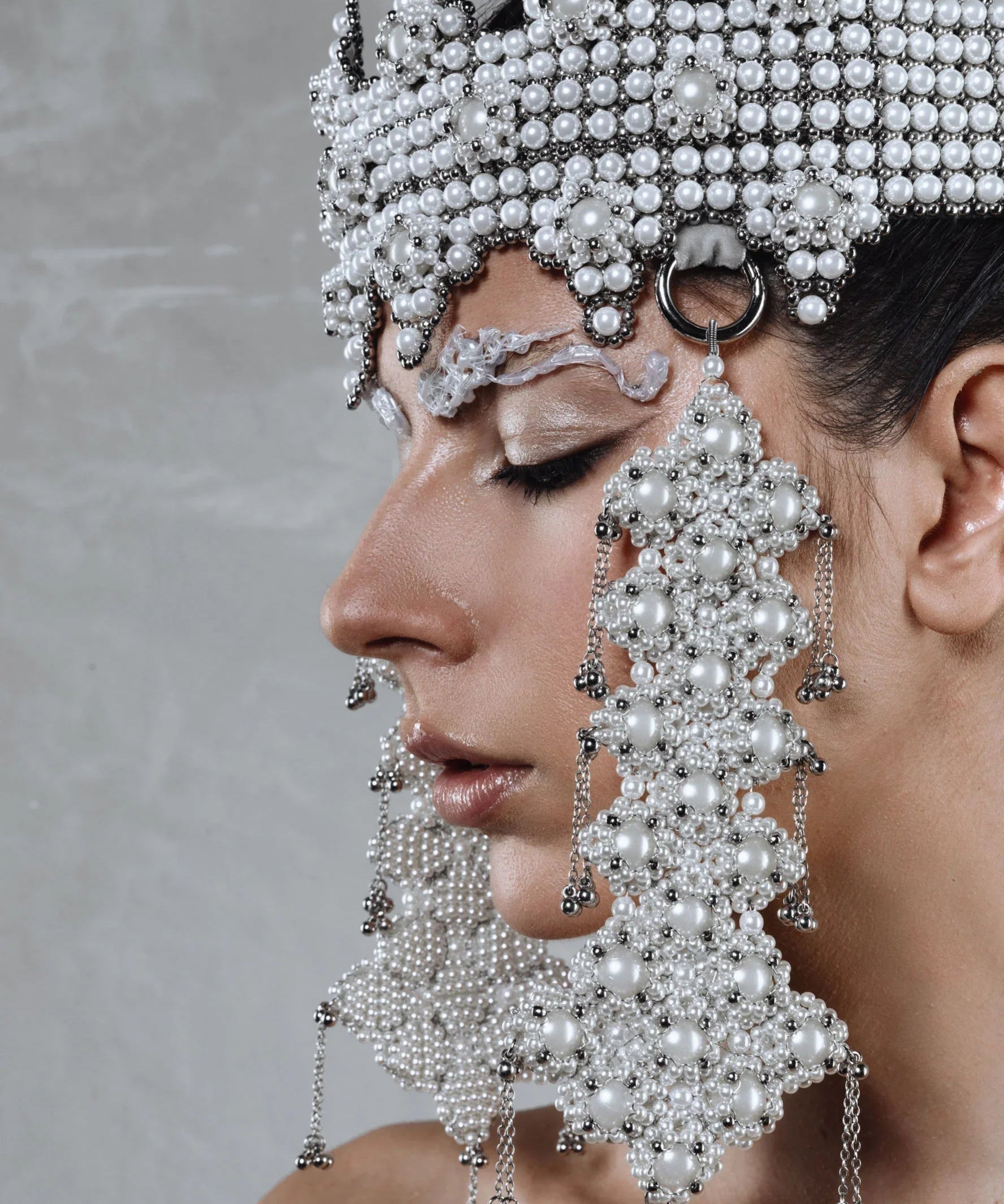modular beaded sappho crown by object and dawn side view