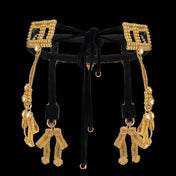 Object & Dawn Beaded Teuta Modular Belt with Amaya Bow in gold, modular fashion, ghost image back view 