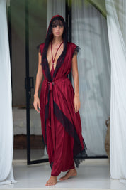 Teuta French Lace Trimmed Silk Robe - 2 Color Variants