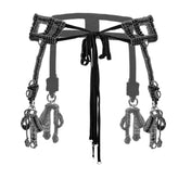 Object & Dawn Beaded Teuta Modular Belt with Amaya Bow in jet black, modular fashion, ghost image back view 