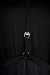 Object & Dawn silk Tamoe Robe design in black, textured metal chain detail