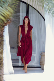Tamoe Silk Top Stitched Hooded Robe - 3 Color Variants