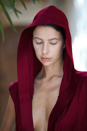 Tamoe Silk Top Stitched Hooded Robe - 3 Color Variants