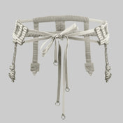 Beaded modular belt from syntetic japanese pearl with metal beads  without amaya bow ghost image back look by object and dawn