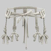 Beaded modular belt from syntetic japanese pearl with metal beads ghost image back look by object and dawn