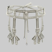 ghost images of velvet look of Amaya modular belt pearl by object and dawn front view