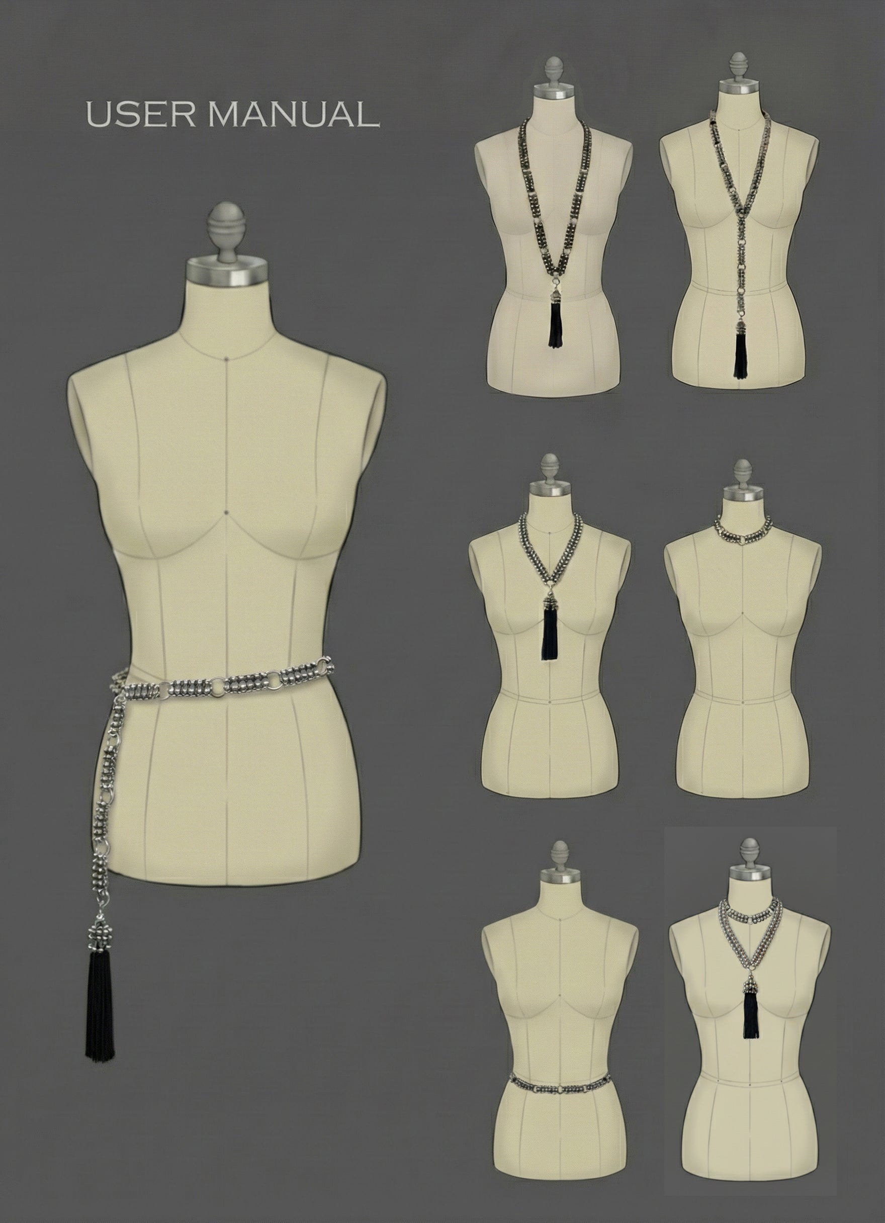 Beaded Adjustable Chain Belt with Removable Tassel - 7 Looks in 1