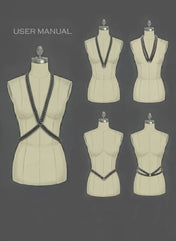 guide of using 5 different ways of X Beaded Harness & Necklace by object & Dawn 