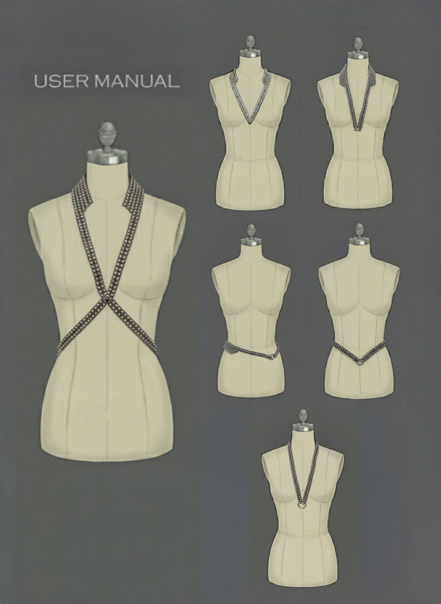 V-Neck Beaded Harness w/ Collar Stand - 6 in 1 Looks